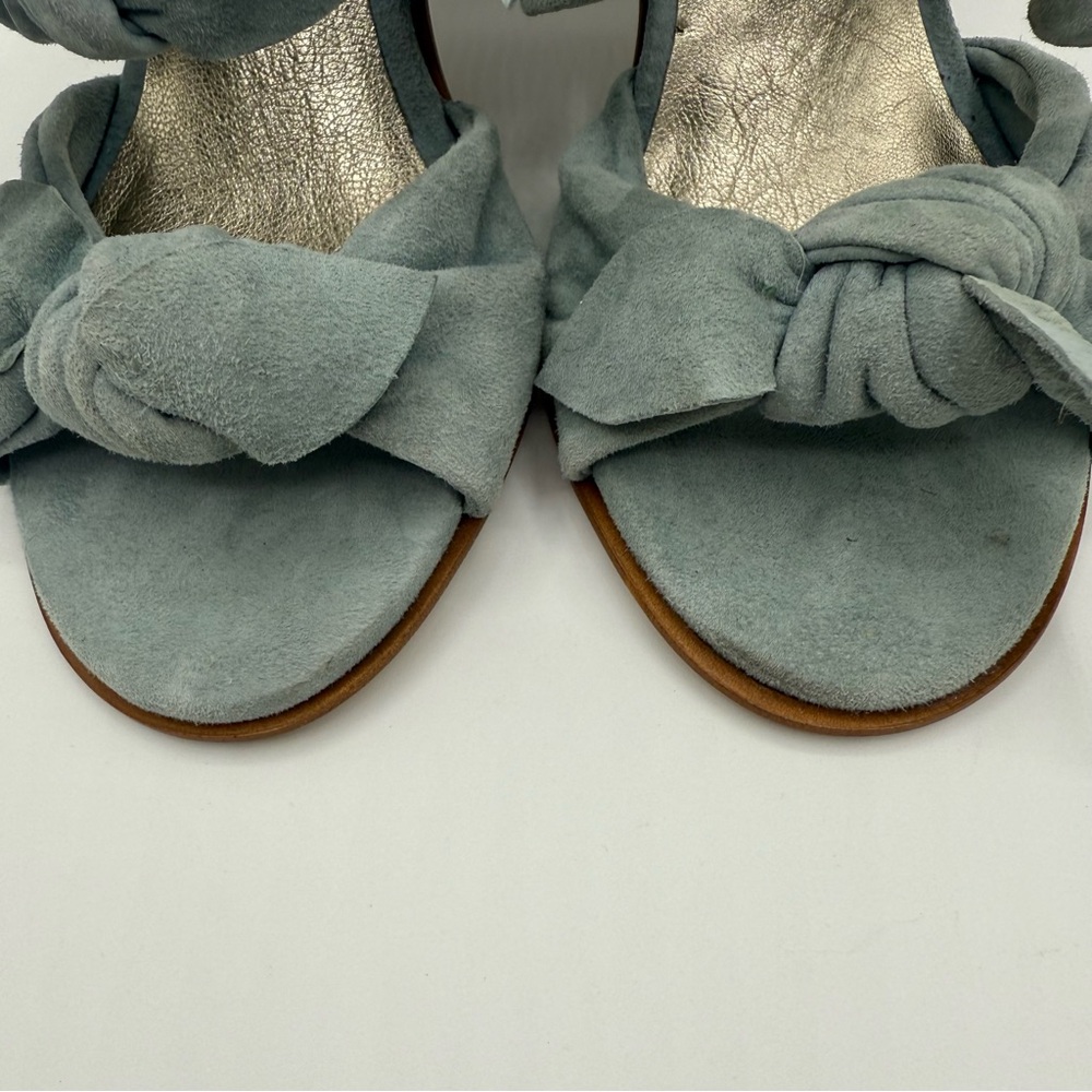 Ann Klein Collection Blue Suede Knot Mules Elegant Slip On Open Toes Sandals - Picture 6 of 12